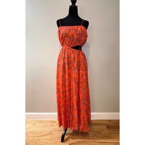 J. Crew Floral Maxi Dress in Vibrant Orange